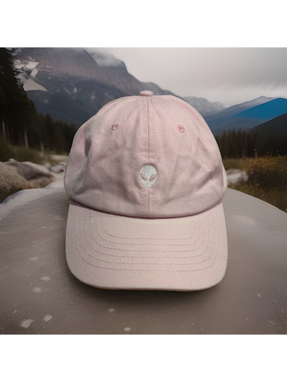 Supernatural Out Of This World Alien Face UFO Martian 👽 Pink Baseball Cap Hat